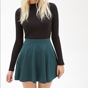 Forever 21 Emerald Green Pleated Skater Skirt Size XSmall